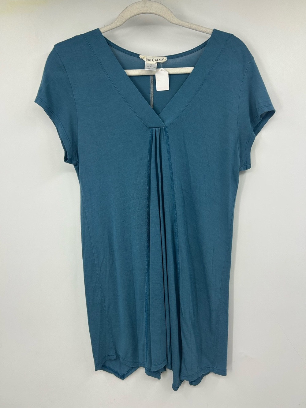 Johnny Was Women’s Calme Top Teal V Neck Casual Stretch Short Sleeve Size M